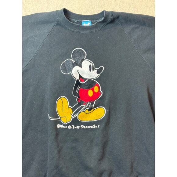 Walt Disney Prod Mickey Mouse Flocked Sweatshirt Character Fashions XL USA VTG - Picture 2 of 8